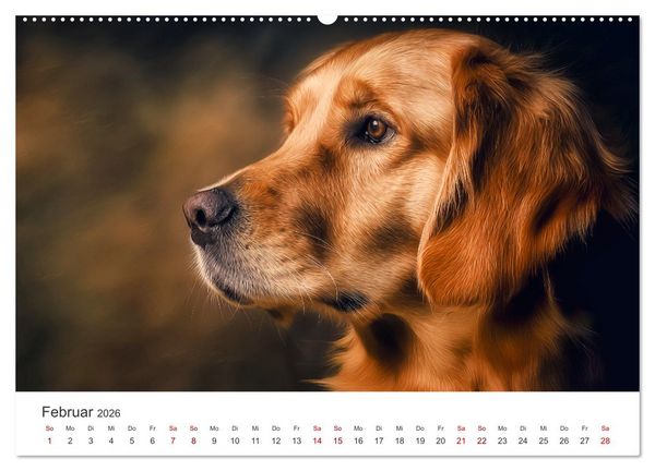 Produktbild: Herz aus Gold - Retriever zum Verlieben (Wandkalender 2026 DIN A2 quer), CALVENDO Monatskalender