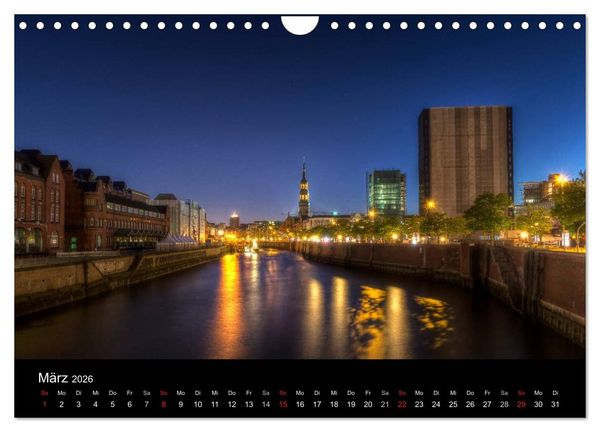 Produktbild: Hamburg - Lichter der Nacht (Wandkalender 2026 DIN A4 quer), CALVENDO Monatskalender
