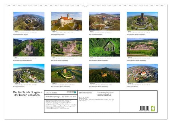 Produktbild: Deutschlands Burgen - Der S&uuml;den von oben (Wandkalender 2026 DIN A2 quer), CALVENDO Monatskalender
