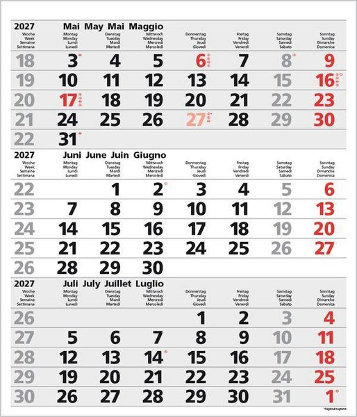 Produktbild: 3-Monats-Planer Comfort Grau 2027