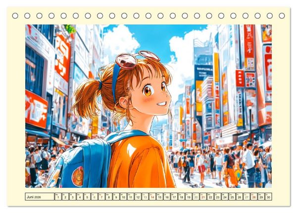 Produktbild: Manga M&auml;dchen. Ein Jahr voller Stadtabenteuer (Tischkalender 2026 DIN A5 quer), CALVENDO Monatskalender