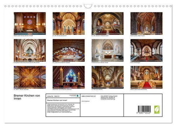 Produktbild: Bremer Kirchen von Innen (Wandkalender 2026 DIN A3 quer), CALVENDO Monatskalender