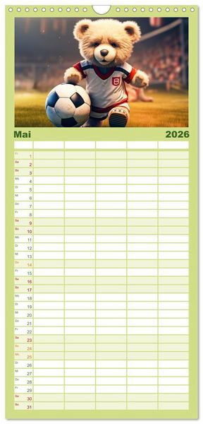 Produktbild: Familienplaner 2026 - Teddyb&auml;r und seine Abenteuer mit 5 Spalten (Wandkalender, 21 x 45 cm) CALVENDO