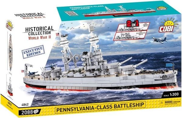 COBI Historical Collection 4842 - Pennsylvania-Class Battleship, WWII, Bausatz 1:300, 2088 Klemmbausteine