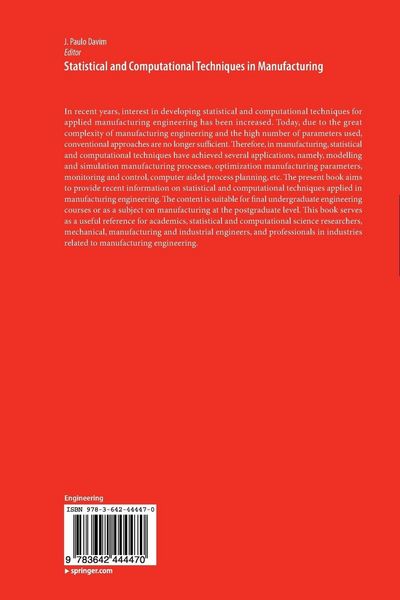 Produktbild: Statistical and Computational Techniques in Manufacturing