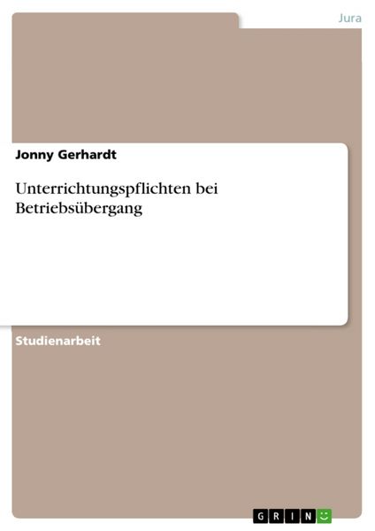 Produktbild: Unterrichtungspflichten bei Betriebs&uuml;bergang
