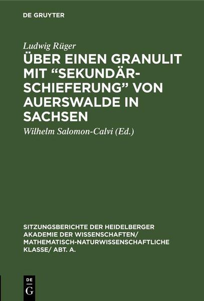 Produktbild: &Uuml;ber einen Granulit mit "Sekund&auml;rschieferung" von Auerswalde in Sachsen
