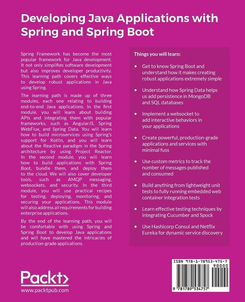 Produktbild: Developing Java Applications with Spring and Spring Boot