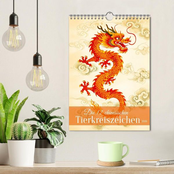 Produktbild: Die 12 chinesischen Tierkreiszeichen (Wandkalender 2026 DIN A4 hoch), CALVENDO Monatskalender