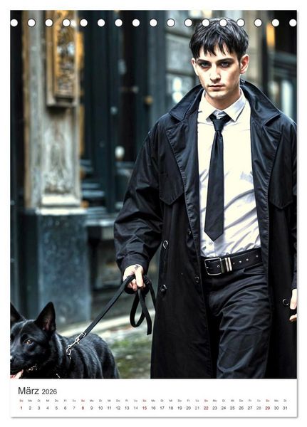 Produktbild: Schatten und Stil - KI M&auml;nner im Gothic Stil (Tischkalender 2026 DIN A5 hoch), CALVENDO Monatskalender