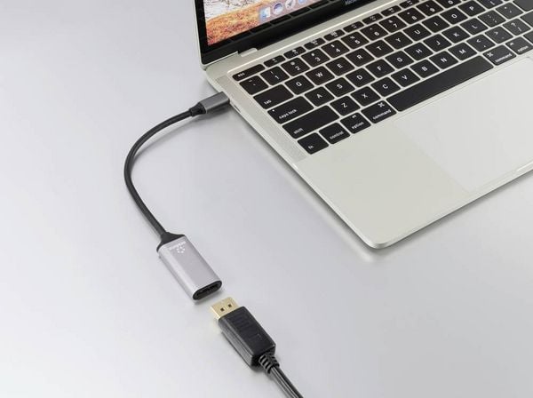 Produktbild: Renkforce USB-C&reg; / DisplayPort Adapterkabel USB-C&reg; Stecker, DisplayPort Buchse 0.15 m Schwarz RF-5397866 doppelt geschirmt USB-C&reg;-Displaykabel
