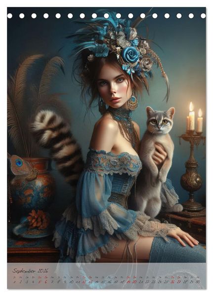 Produktbild: Eleganz der Exotik - Femme Fatale im Boh&egrave;me-Chic mit tierischen Begleitern (Tischkalender 2026 DIN A5 hoch), CALVENDO Monatskalender