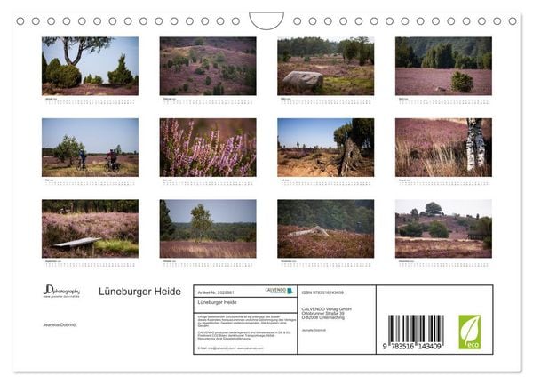 Produktbild: L&uuml;neburger Heide (Wandkalender 2026 DIN A4 quer), CALVENDO Monatskalender