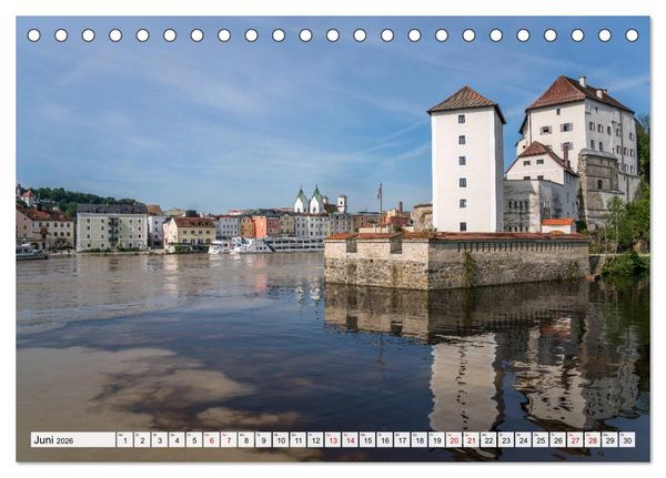Produktbild: Drei Fl&uuml;sse Stadt Passau (Tischkalender 2026 DIN A5 quer), CALVENDO Monatskalender