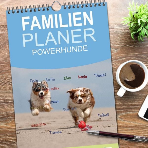Produktbild: Familienplaner 2026 - POWERHUNDE 2026 mit 5 Spalten (Wandkalender, 21 x 45 cm) CALVENDO