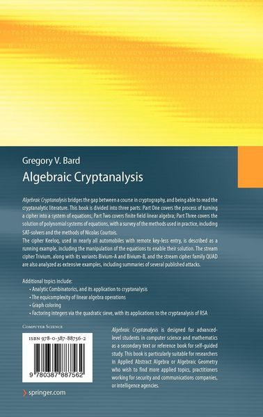 Produktbild: Algebraic Cryptanalysis