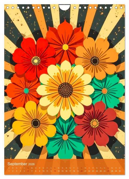 Produktbild: Flower Power Dreams - Retro 70s Art (Wandkalender 2026 DIN A4 hoch), CALVENDO Monatskalender