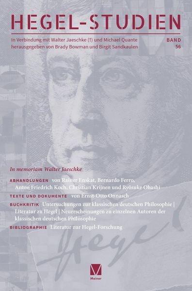 Produktbild: Hegel-Studien Band 56