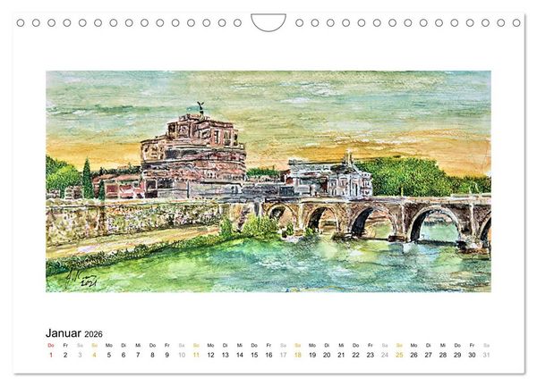 Produktbild: ROM In stillen Aquarellen (Wandkalender 2026 DIN A4 quer), CALVENDO Monatskalender
