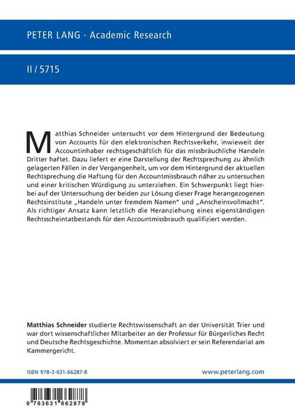 Produktbild: Die rechtsgesch&auml;ftliche Haftung f&uuml;r den Accountmissbrauch im Internet