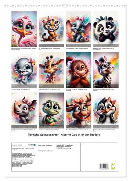 Produktbild: Tierische Spa&szlig;gesichter - Alberne Gesichter der Zootiere (Wandkalender 2026 DIN A2 hoch), CALVENDO Monatskalender