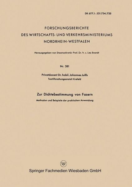 Produktbild: Zur Dichtebestimmung von Fasern