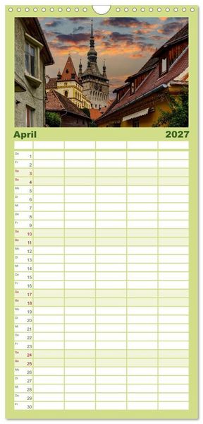 Produktbild: Familienplaner 2027 - Mittelalterliche St&auml;dte Rum&auml;niens mit 5 Spalten (Wandkalender, 21 x 45 cm) CALVENDO