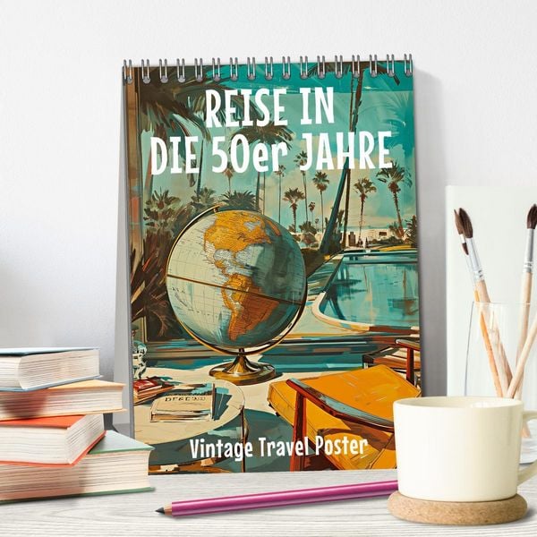 Produktbild: Reise in die 50er Jahre. Vintage Travel Poster. (Tischkalender 2026 DIN A5 hoch), CALVENDO Monatskalender