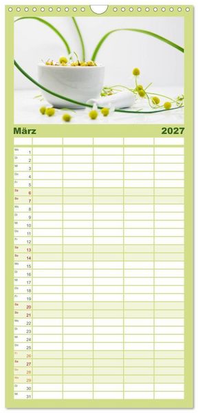 Produktbild: Familienplaner 2027 - Helfende Kr&auml;uter aus dem Garten mit 5 Spalten (Wandkalender, 21 x 45 cm) CALVENDO