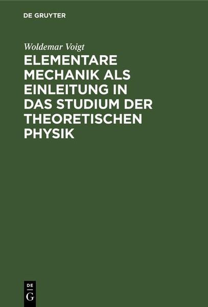 Produktbild: Elementare Mechanik als Einleitung in das Studium der theoretischen Physik