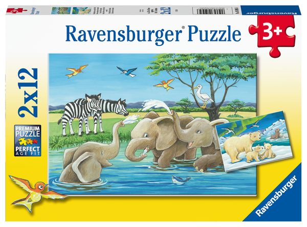 Puzzle Ravensburger Tierkinder aus aller Welt 2 X 12 Teile