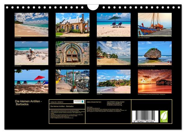 Produktbild: Die kleinen Antillen - Barbados (Wandkalender 2026 DIN A4 quer), CALVENDO Monatskalender