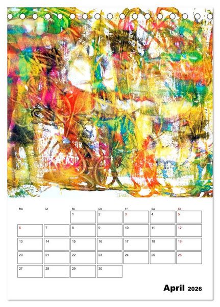Produktbild: Ungeb&auml;ndigt frei - Abstrakte Malerei - dynamische Linien in leuchtenden Farbr&auml;umen (Tischkalender 2026 DIN A5 hoch), CALVENDO Monatskalender