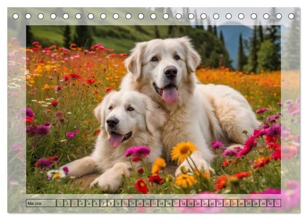 Produktbild: Majest&auml;tische Pyren&auml;en Berghunde (Tischkalender 2026 DIN A5 quer), CALVENDO Monatskalender