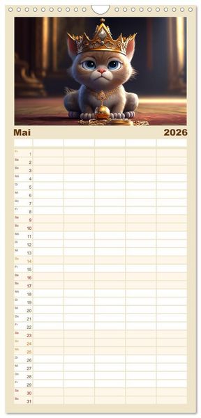 Produktbild: Familienplaner 2026 - Lustige K&auml;tzchen mit 5 Spalten (Wandkalender, 21 x 45 cm) CALVENDO