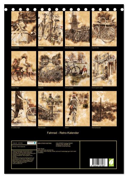 Produktbild: Fahrrad - Retro-Kalender (Tischkalender 2026 DIN A5 hoch), CALVENDO Monatskalender