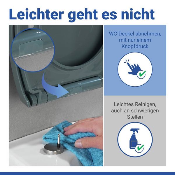Produktbild: WC Sitz Mod. Ostuni Grau, stabiler Toilettensitz mit Absenkautomatik