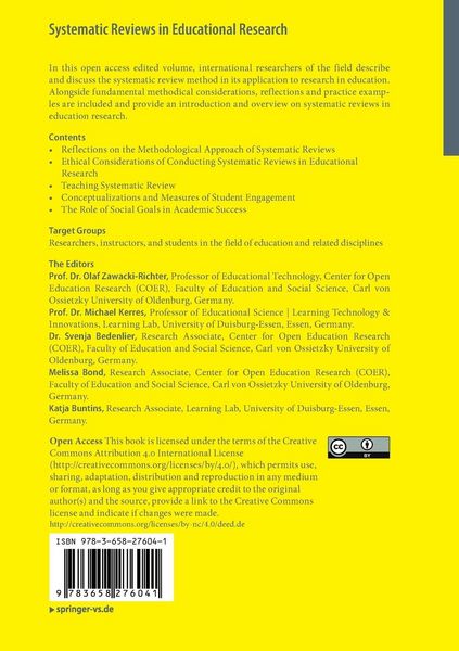 Produktbild: Systematic Reviews in Educational Research