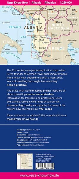Produktbild: Reise Know-How Landkarte Albanien / Albania (1:220.000)