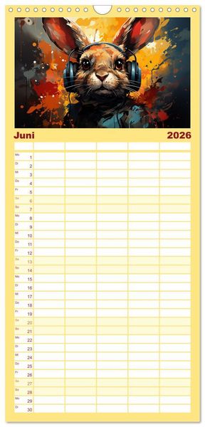 Produktbild: Familienplaner 2026 - Musik Safari mit 5 Spalten (Wandkalender, 21 x 45 cm) CALVENDO