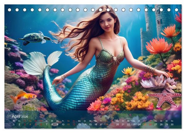 Produktbild: Meerjungfrauen in mystischen Unterwasserwelten (Tischkalender 2026 DIN A5 quer), CALVENDO Monatskalender