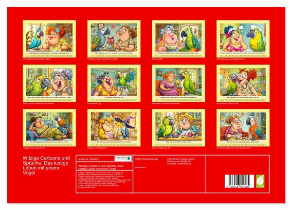 Produktbild: Witzige Cartoons und Spr&uuml;che. Das lustige Leben mit einem Vogel (hochwertiger Premium Wandkalender 2026 DIN A2 quer), Kunstdruck in Hochglanz