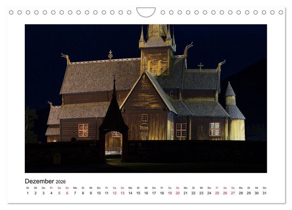 Produktbild: Stabkirchen Norwegens - Mittelalterliche Mystik in Holz (Wandkalender 2026 DIN A4 quer), CALVENDO Monatskalender