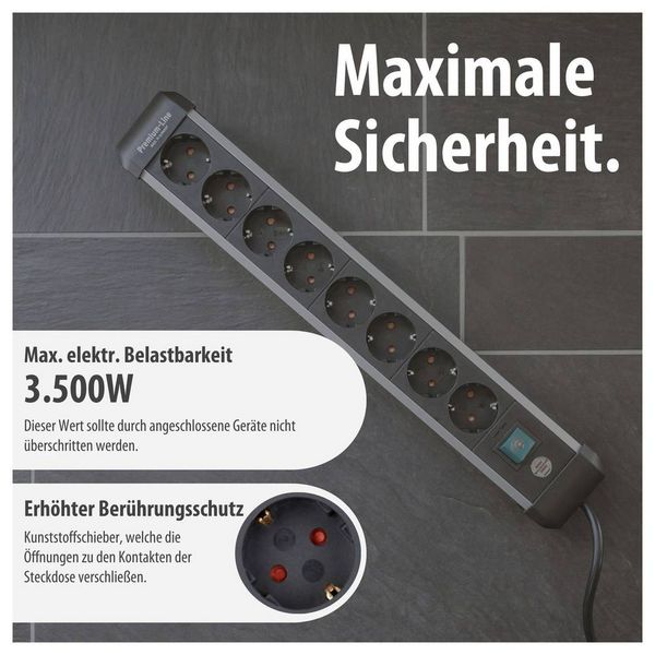 Produktbild: Brennenstuhl 1391030800 Steckdosenleiste mit Schalter Silber, Schwarz Schutzkontakt 1 St.