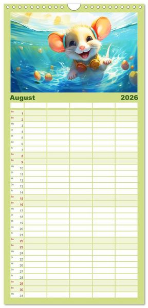 Produktbild: Familienplaner 2026 - Mausiges Spektakel. Zauberhafter Maus-Alltag mit 5 Spalten (Wandkalender, 21 x 45 cm) CALVENDO