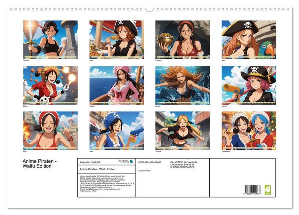 Produktbild: Anime Piraten - Waifu Edition (Wandkalender 2026 DIN A2 quer), CALVENDO Monatskalender