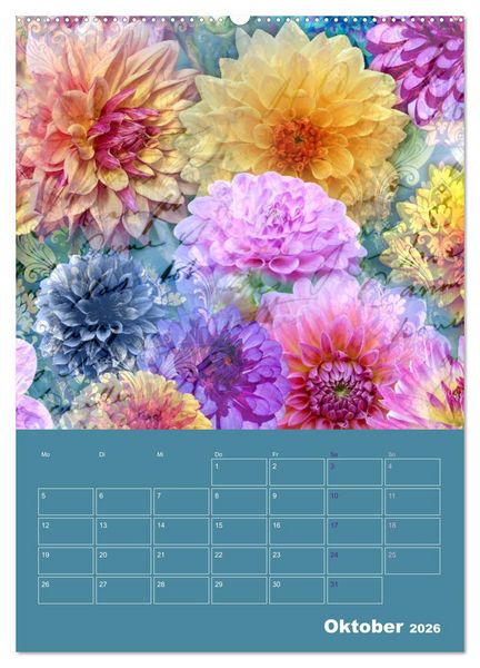 Produktbild: Kunterbunt gemischt - Kunterbunt gemischt - Farbenfroher Jahresplaner mit aufw&auml;ndigen Pflanzencollagen (hochwertiger Premium Wandkalender 2026 DIN A2 hoch), Kunstdruck in Hochglanz