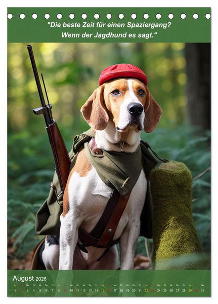 Produktbild: Lustige Jagdhunde mit J&auml;gerlatein (Tischkalender 2026 DIN A5 hoch), CALVENDO Monatskalender