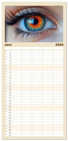 Produktbild: Familienplaner 2026 - Iris Kunstkalender - Die faszinierende Welt der magischen Augen mit 5 Spalten (Wandkalender, 21 x 45 cm) CALVENDO