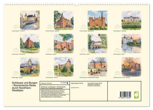 Produktbild: Schl&ouml;sser und Burgen - Romantische Reise durch Nordrhein-Westfalen (hochwertiger Premium Wandkalender 2026 DIN A2 quer), Kunstdruck in Hochglanz
